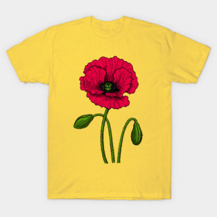 Red poppy drawing T-Shirt