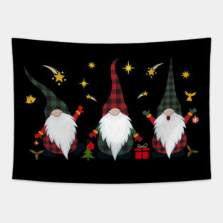 3 Christmas Gnomes Tapestry
