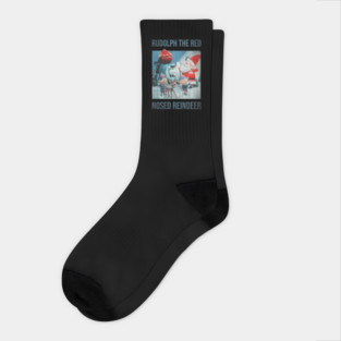 Rudolph The Red Nosed Reindeer retro Socks