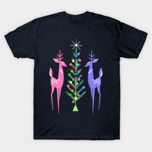 Vintage Reindeer Christmas Tree T-Shirt