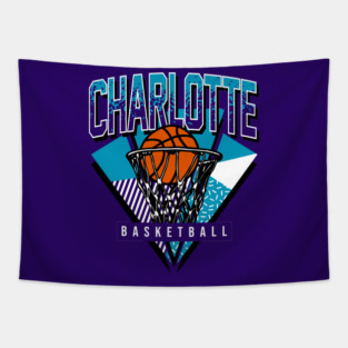 Charlotte Basketball 90s Throwback Tapestry