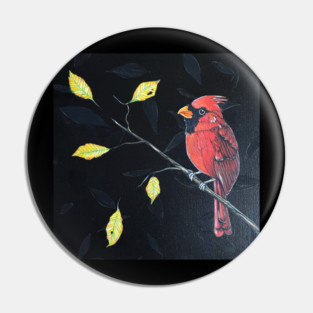 Christmas Cardinal at Night by Kris Morse Pin