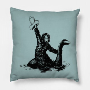 Bigfoot Riding Loch Ness Monster Pillow