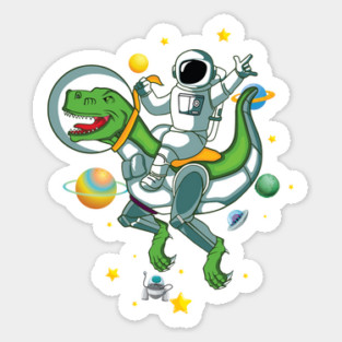Astronaut Riding Dino Sticker