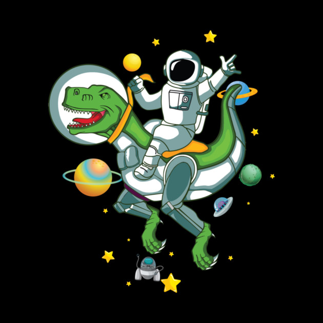 Astronaut Riding Dino by The WYLD Tribe