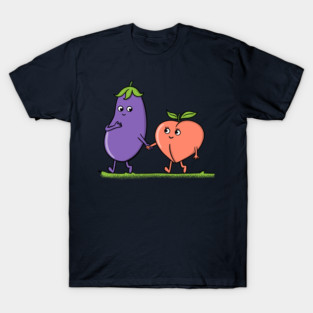 Eggplant and peach funny T-Shirt