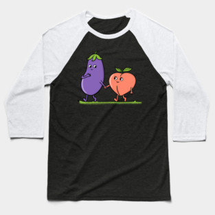 Eggplant and peach funny Baseball T-Shirt