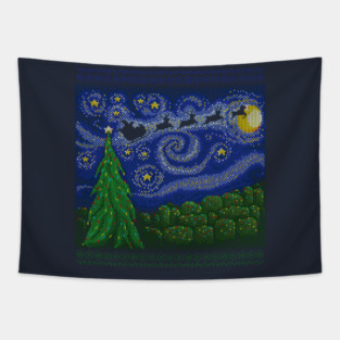 A Starry Holiday Night Tapestry
