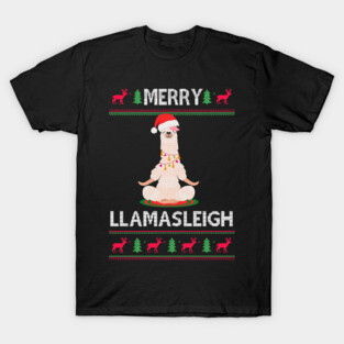 Funny Llama Christmas Namasleigh Sweater Yoga Gift T-Shirt T-Shirt
