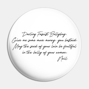 Darling Fascist Bullyboy - Young Ones 80s TV Quote Pin