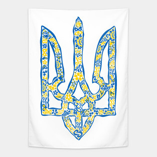 Ukrainian trident in Ukrainian flag colors Tapestry