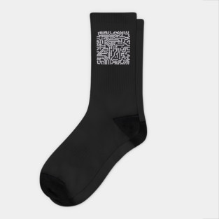 Computer Chip Circuit Tech Pattern - Black & White Socks
