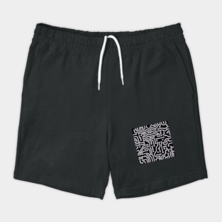 Computer Chip Circuit Tech Pattern - Black & White Shorts