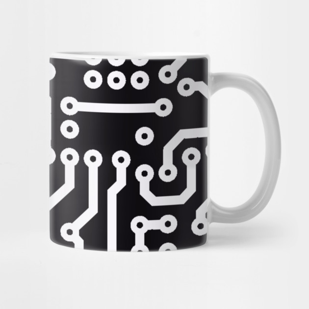 Computer Chip Circuit Tech Pattern - Black & White by softbluehum