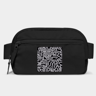 Computer Chip Circuit Tech Pattern - Black & White Bag