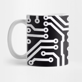 Computer Chip Circuit Tech Pattern - Black & White Mug