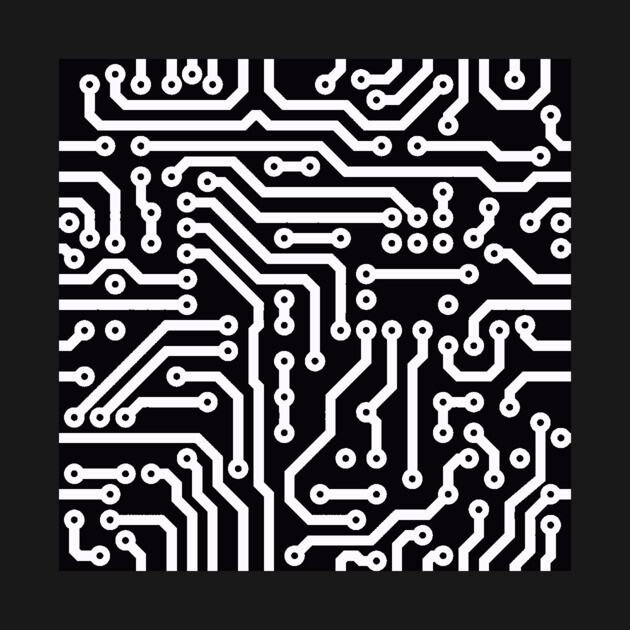 Computer Chip Circuit Tech Pattern - Black & White by softbluehum