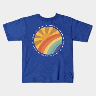 Love is Love Sun and Rainbow retro design Kids T-Shirt