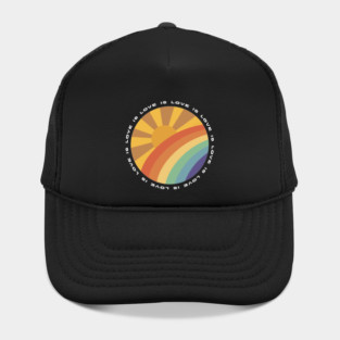 Love is Love Sun and Rainbow retro design Hat