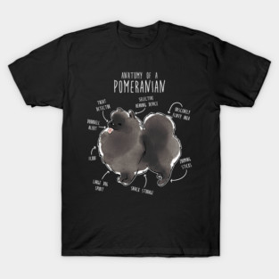 Black Pomeranian Dog Anatomy T-Shirt