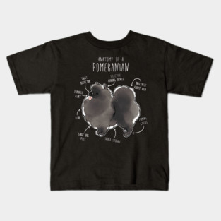 Black Pomeranian Dog Anatomy Kids T-Shirt
