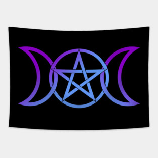 Triple Moon Goddess light purple to blue Tapestry