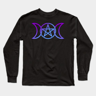 Triple Moon Goddess light purple to blue Long Sleeve T-Shirt