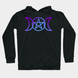 Triple Moon Goddess light purple to blue Hoodie