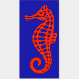 Red Seahorse Posters and Art