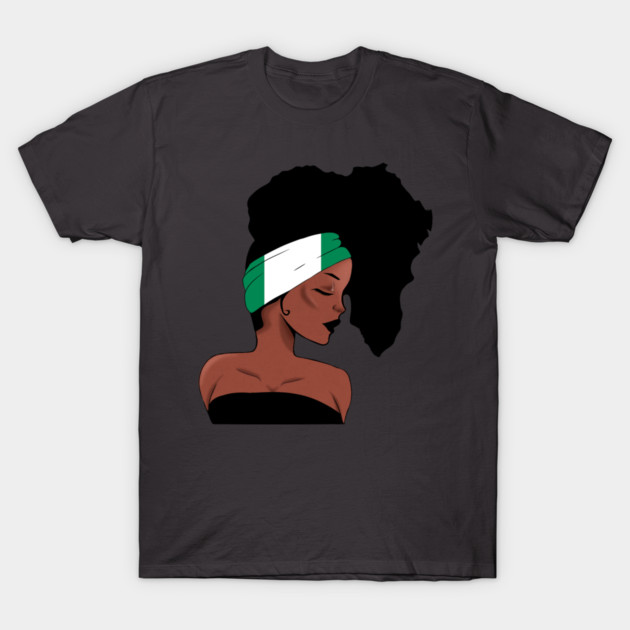 African Woman, Nigrian Colors, Africa Map T-Shirt by logiamerch