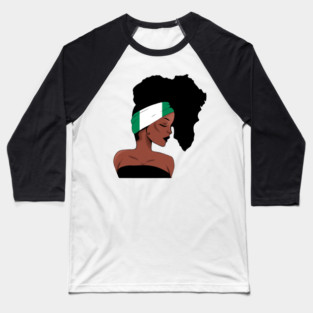 African Woman, Nigrian Colors, Africa Map Baseball T-Shirt
