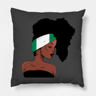 African Woman, Nigrian Colors, Africa Map Pillow