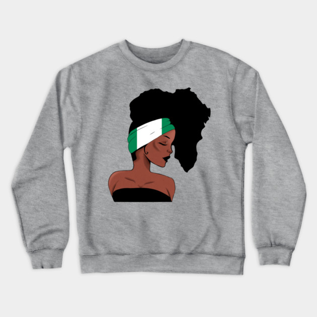 African Woman, Nigrian Colors, Africa Map Crewneck Sweatshirt by logiamerch