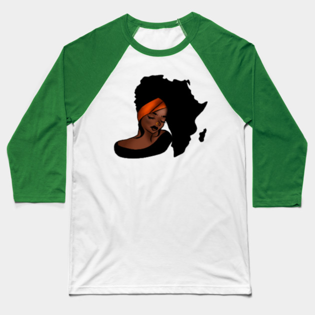 African Woman, Afro Woman, Africa Map Baseball T-Shirt by logiamerch