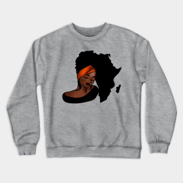 African Woman, Afro Woman, Africa Map Crewneck Sweatshirt by logiamerch