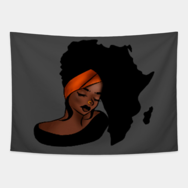 African Woman, Afro Woman, Africa Map Tapestry by logiamerch