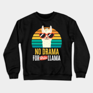 No Drama for This Llama Funny Vintage Sunset Animal Lover Crewneck Sweatshirt