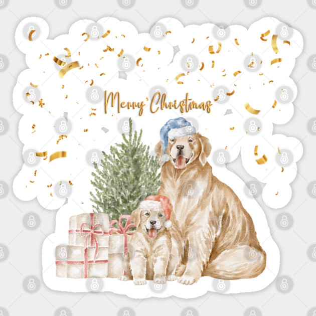 golden merry christmas dogs Sticker by Prinyos