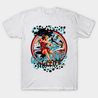 Good Vibes Tiki Life Seven Seas Beach Lifestyle- Distressed Look T-Shirt