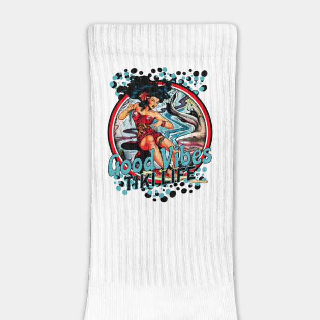 Good Vibes Tiki Life Seven Seas Beach Lifestyle- Distressed Look by Joaddo