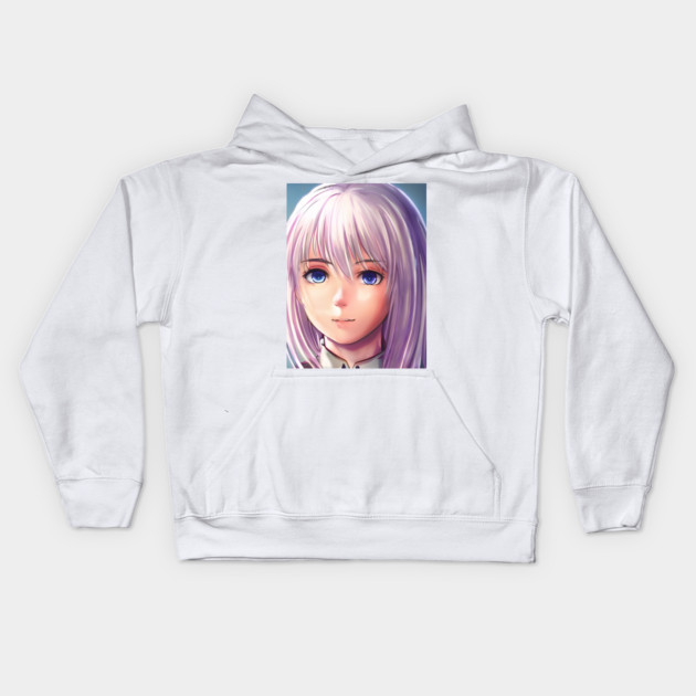 Purple Hair Anime Girl Kids Hoodie by animegirlnft