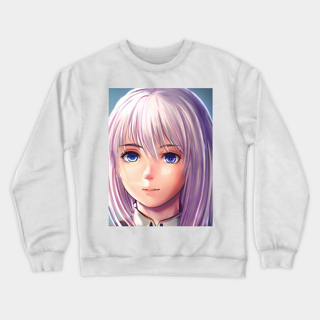 Purple Hair Anime Girl Crewneck Sweatshirt by animegirlnft