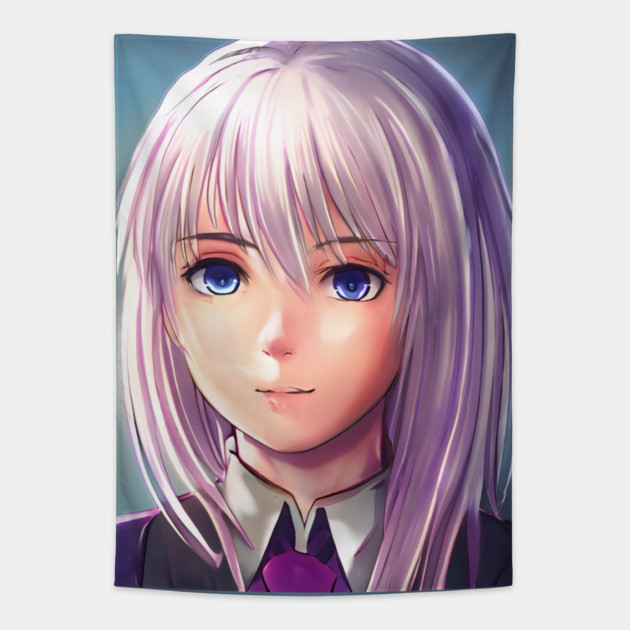 Purple Hair Anime Girl Tapestry by animegirlnft