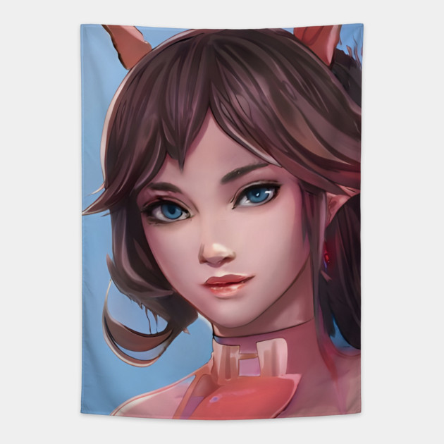 Brown Hair Anime Girl kawaii Tapestry by animegirlnft