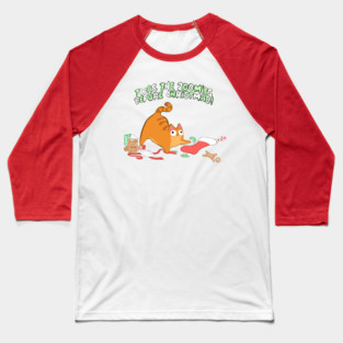 Twas the Zoomies Before Christmas stocking mess Orange Tabby funny Baseball T-Shirt