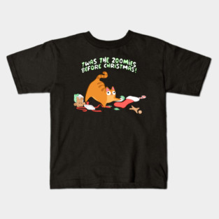Twas the Zoomies Before Christmas stocking mess Orange Tabby funny Kids T-Shirt