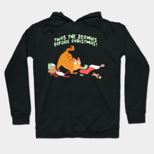 Twas the Zoomies Before Christmas stocking mess Orange Tabby funny Hoodie