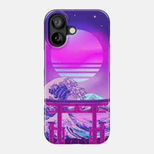 Great Wave off Kanagawa Torii Gate Synthwave Phone Case