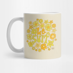 Le Surf retro flower tee by Surfy Birdy Mug