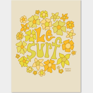 Le Surf retro flower tee by Surfy Birdy Posters and Art
